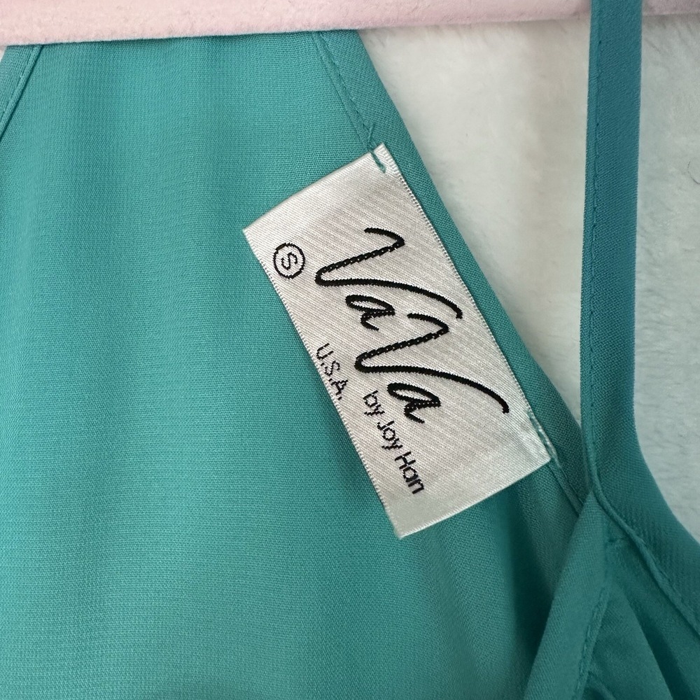 VaVa By Jon Han S Racerback Top Straps Green Embellished Ruffle Tie Front - Picture 4 of 12
